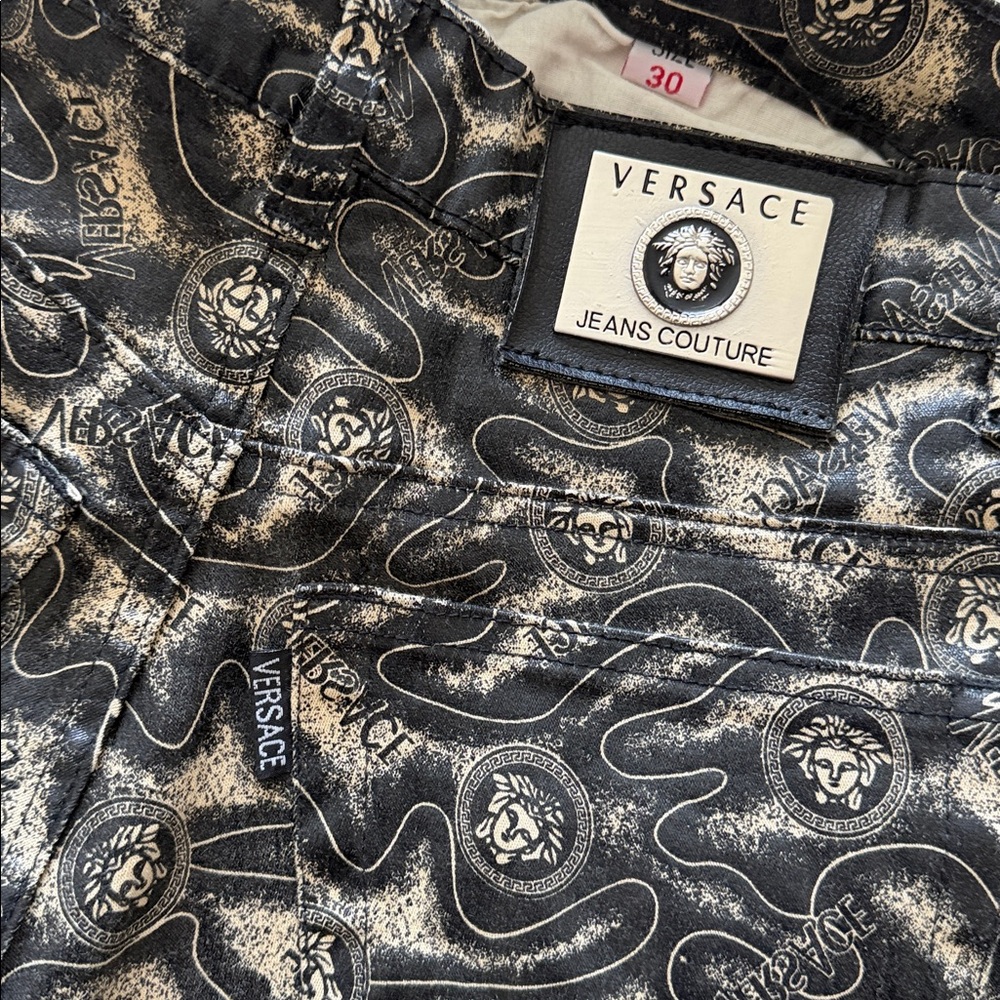 Versace Black And Silver Patterned Slim Jeans Pre… - image 5